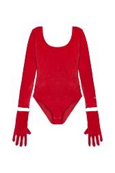 Women Solid - Women Velvet Body, Red front view