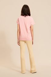 Women - Women Mouth Print T-shirt, Pink back worn view