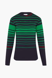 Women - Iconic Rykiel Multicolored Stripes Sweater, Green front view