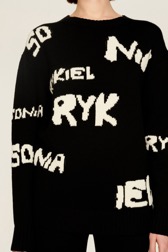 Femme Maille - Pull grunge laine logo Sonia Rykiel femme, Noir vue de détail 2