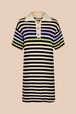 Women - Women Multicolor Striped Oversize Polo Dress, Night blue front view