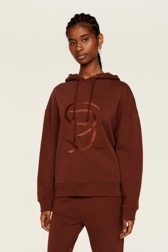 Women Solid - Cotton Jersey Hoodie, Chocolate details view 3