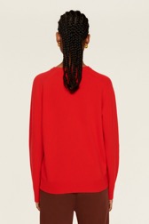 Women Maille - Women Wool Flowers Sweater, Red back worn view