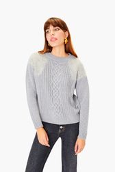 Wool Twisted Sweater Grey front worn view