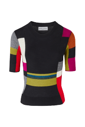 Women Maille - Multicolored Short Sweater, Multico crea front view