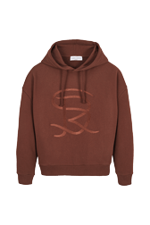 Women Solid - Cotton Jersey Hoodie, Chocolate front view