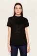 Women Solid - Women Cotton Jersey T-shirt, Black front worn view