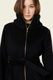 Femme Uni - Manteau long double face en laine et cachemire noir, Noir vue de détail 1