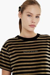 Women - Striped Velvet Rykiel T-shirt, Black details view 2