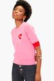 Women - Heart Short Sleeve Sweater, Pink details view 1