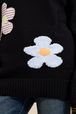 Women - Long Sleeve Sweater with Floral Pattern, Black details view 2