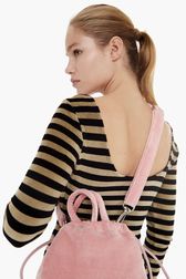 Women Mini Velvet Bag Pink back worn view