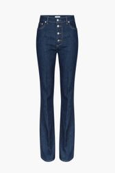 Women - Flare High Waist Jeans, Baby blue front view