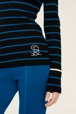 Women Maille - Ribbed Wool Hoodie, Striped black/pruss.blue details view 3