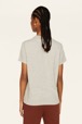 Women Solid - Design T-Shirt La Beauté, Grey back worn view