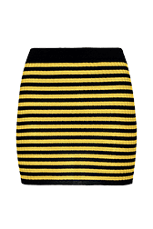 Women Raye - Women Rib Sock Knit Striped Mini Skirt, Striped black/mustard front view