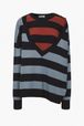 Striped Trompe-L'Oeil Sweater Black/blue front view