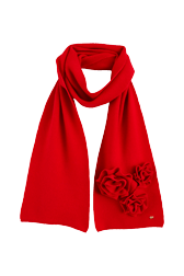 Écharpe laine fleur en relief femme Rouge vue de dos