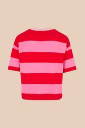 Women - Short Sleeve Pullover stripes, Pink back view