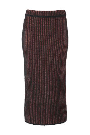 Women Maille - Women Lurex Long Skirt, Black/bronze front view