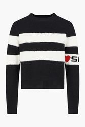 Women - SR Heart Long Sleeve Sailor Sweater, Black front view