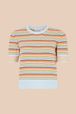 Women - Pastel multicolored stripes short sleeves pullover, Multico front view