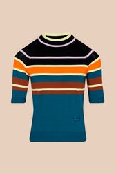 Women - Multicolored Rykiel Short Sleeve Pullover, Baby blue front view