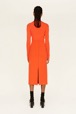 Women Maille - Women Two-Tone Long Skirt, Orange back worn view