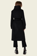 Women Solid - Women Double-sided Long Wool and Cashemere Coat, Black back worn view