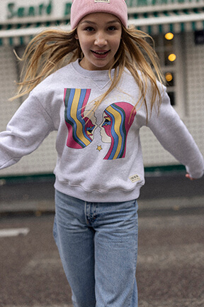 Girls Solid - Girl Printed Cotton Sweater - Bonton x Sonia Rykiel, Grey details view 4