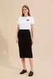 Women - Women Cotton Midi Skirt, Black front worn view