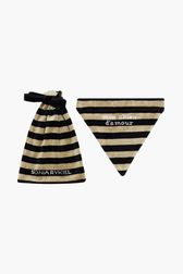 Women Solid - Velvet Dog Bandana, Striped black/khaki front view