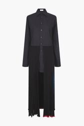 Women - Long Dress With Trompe L'oeil Effect, Black front view