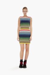 Women - Multicolored Striped Short Dress, Multico front worn view