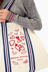 Women - Printed Sonia Rykiel Shopping Bag, White back worn view