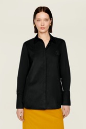 Women Solid - Women Velvet Shirt, Black front worn view