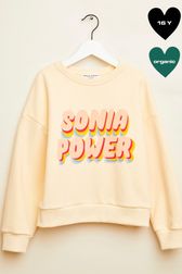 "Sonia Power" Print Girl T-shirt Light yellow front view