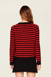Women Big Poor Boy Striped Sweater Black/red details view 5