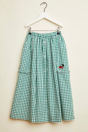 Girls - Gingham Girl Long Skirt, Green front view