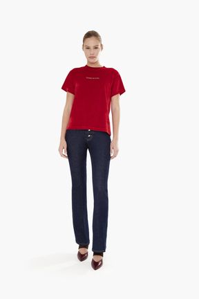 Femme - T-shirt velours rykiel, Rouge vue de détail 1