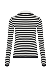 Women Intarsia - Women Striped Knit Shirt, Ecru back view