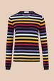 Women Multicolor Striped Sweater Black front view