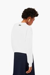 Women - Crop Heart Sweatshirt, White back worn view