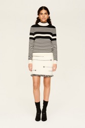 Women Iconic Bicolor Striped Sweater Black/white details view 4