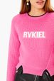 Women - Wool Merinos Rykiel Sweater, Pink details view 2