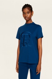 Femme Uni - T-shirt en jersey de coton femme, Bleu de prusse vue de détail 2