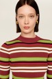 Women Maille - Multicolored Striped Long Dress, Multico emerald striped details view 2