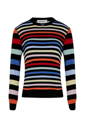 Women Long-Sleeved Sweater Multico striped front view