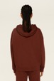 Women Solid - Women Cotton Jersey Hoodie, Chocolate back worn view