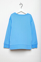 Girls Solid - Girl Rounded Collar Sweatshirt, Blue back view